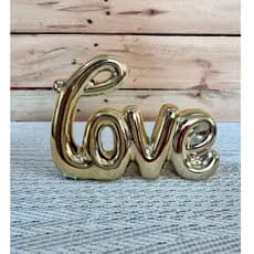 peça decorativa love dourado em ceramica, decoração, sala