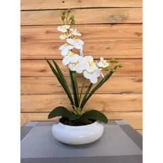 Arranjo De Orquídea Toque Real Silicone  branco varias cores Vaso