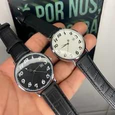 Mega Promoção Relogio masculino de luxo Minimalista Social Pulseira de Couro + Bateria Extra e caixinha Envio Rapido
