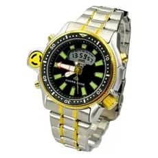Mega Promoção Relógio Masculino Aqualand JP2004 Série Ouro Multifuncional digital analógico Em Aço inox Envio Imediato