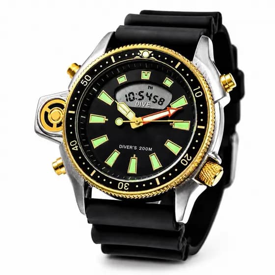 Relógio Masculino Esportivo Luxo Preto Dourado Silicone Premium