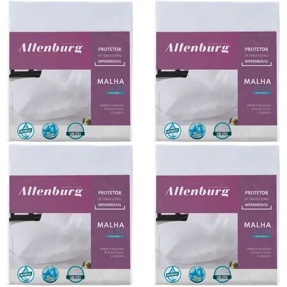 Kit 4 Capas Protetora De Travesseiro Altenburg Impermeável Antialérgico Com Zíper