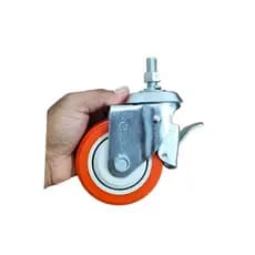 Rodízio giratório 100mm rosca de 1/2" polegada capacidade 85kg cada borracha poliuretano resistência