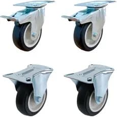 Rodas 100mm super Reforçada Carga Máxima de 320kg conjunto com 02 Fixa E  02 Giratória com freio