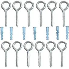 kit 20 peças gancho pitão de 6 cm M6 ponta parafuso rosqueàvel com buchas incluso fixação segura