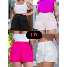 1 Bermuda Feminina Plus Size Tecido Crepe LEVES DEFEITOS - Usáveis e Novas All Curve