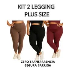 2 LEGGING PLUS SIZE SUPLEX LISA ZERO TRANSPARENCIA