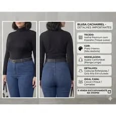 Blusa de Frio Cacharrel Segunda Pele Plus Size de Malha Basica, Confortável e Elegante