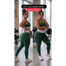 Conjunto Calça e Top Academia Legging Frio Inverno e Top Duplo Tecido Costura Reforçada Plus Size 46 a 52