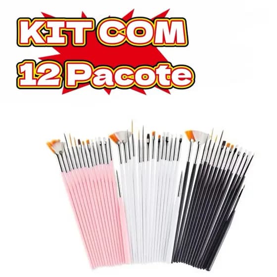 ATACADO-Kit 15 Pincéis Decoração Unhas Nail Art Pincel Profissional