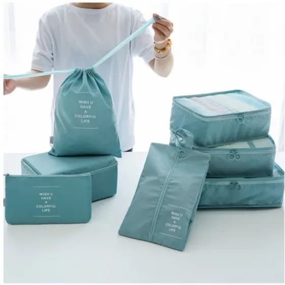Kit 7 Pecas Bolsa Organizadoras Para Mala Roupas Bagagem Viagem