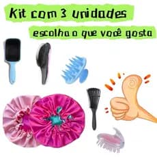 1 Escova para cabelo + 2 Touca Dupla Cetim anti-frizz/magica/polvo/raqueta