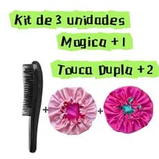 1 Escova Magica + 2 Touca Dupla Cetim anti-frizz