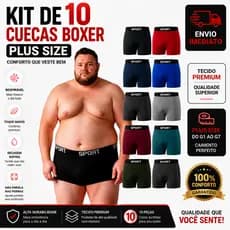 Cueca Plus Size Boxer 10 unidades