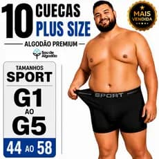 Cueca plus size algodão extra grande premium