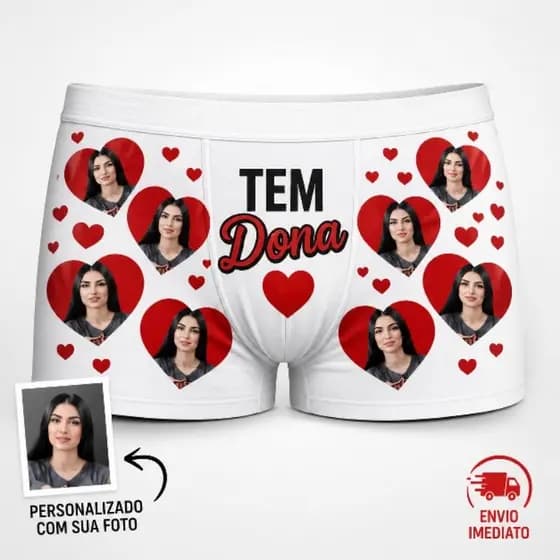 Cueca personalizada com foto coração