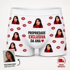 Cueca personalizada com foto coração namorados propriedade exclusiva