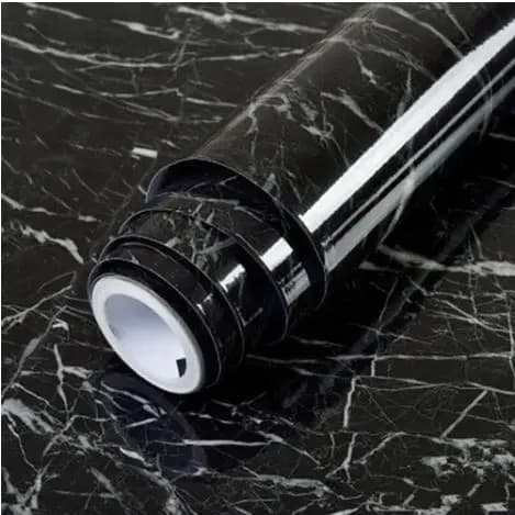 Papel Adesivo Contact Mármore preto com 10 Metros acompanha espátula para colocação