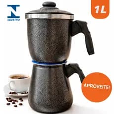 Cafeteira Italiana de Fogão 1L Alumínio Polida e Craqueada – Design Craquelado Certificado INMETRO
