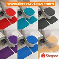 Kit 3 Peças Jogo de Tapete Para Banheiro Antiderrapante 100% Algodão Felpudo Peludo Luxo