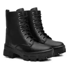 Bota Chelsea Coturno Cadarço Feminina Plataforma Blogueira Confortável