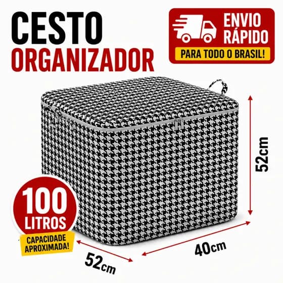 Cesto Organizador Dobrável 100L Grande para Roupas Lavanderia Brinquedos