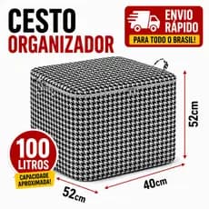 Cesto Organizador Dobrável 100L Grande para Roupas Lavanderia Brinquedos
