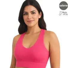 Top Fitness Sem Costura Selene Alta Sustentação Canelado Reforçado Nadador Ideal Academia, Treino