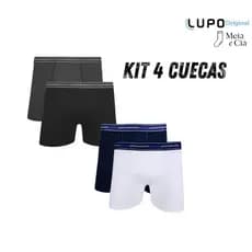 Kit 4 Cuecas Lupo Original Boxer Algodão Respirável Masculino Box Cotton Cueca Adulto Confortável