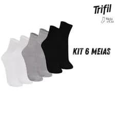 Kit 6 Pares Meias Trifil Cano Médio Sport Lisa Confortável Academia Dia a Dia Original