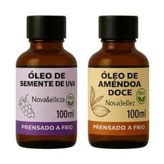 Óleo Vegetal 100% Puro de Amêndoa Doce 100 ml + Semente de Uva 100 ml Óleo Carreador
