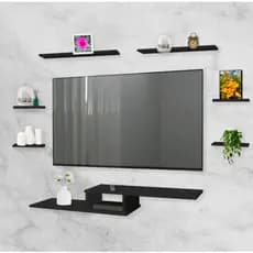 Rack Suspenso Para Tv Com Nicho e Prateleiras Preto ou Branco Para sala e quarto