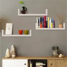 Prateleira Nicho U 50x10   Branco Decoração Parede Livros  Sala Quarto Cozinha