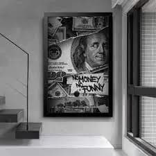 Quadro Decorativo 1 peça Dinheiro Dólar Street Art | Moderno decoração casa sala quarto escritório