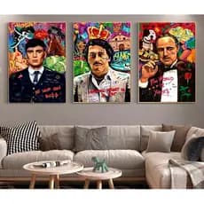 Kit 3 Quadros Decorativos Moderno Luxo Arte Urbana Grafite decoração casa sala quarto parede premium