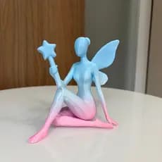 Estátua Fada do Dente varinha de condão estrela asa decorativa quarto menina rosa azul 3D