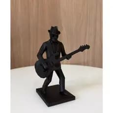 Estátua músico guitarrista guitarra preto decorativo moderno escultura sala rack aparador