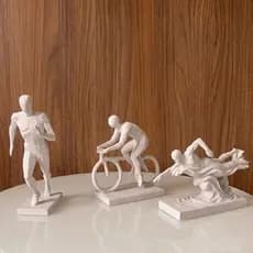 Estátua triatlo corredor ciclista nadador decoração trio esporte atleta maratona sala rack moderno