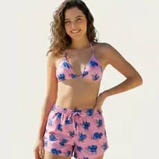 KIT Biquíni + Shorts Estampados Modinha Praia