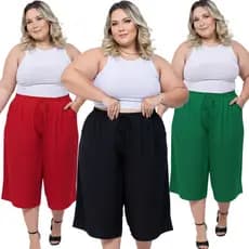 Calça Pantacourt Duna Feminina Plus Size  Moda Casual  Elegante Premium