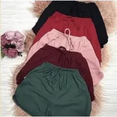 Shorts curto malha Canelada tendência Academia