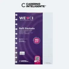 Refil Pautado Caderno Inteligente Grande 90g 11 Discos Furos A4 Universitário