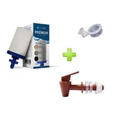Kit Vela Tripla Ação Premium Alcalina + 1 Boia + 1 Torneira Marrom Branca Ou Preta Filtro De Barro São João