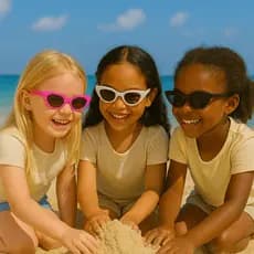 Óculos de Sol Infantil Gatinho Criança Menina 2 a 6 anos Proteção UV Verão Praia Piscina