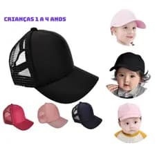 Bone infantil Menino Menino 1 a 4 anos Boné Infantil Trucker Telinha Aba Curva Liso Varias Cores