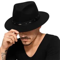 Chapéu Fedora Feltro Elegante Clássico Unissex Ajustável Gangster Aba Média