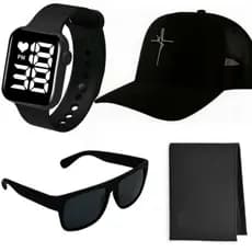 Kit Masculino Relógio Digital Prova D`agua + Óculos Executivo + Carteira + Boné Muito Barato