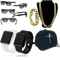 Kit Presente masculino Relógio digital + Bone Preto + oculos + Pulseira dourada