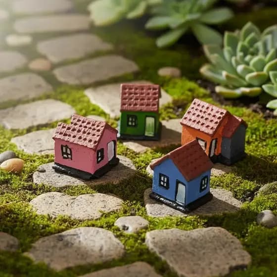 Miniatura Casinha Mini 4 Peças - Enfeite Decoracao EM Resina