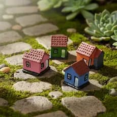 Miniatura Casinha Mini 4 Peças - Enfeite Decoracao EM Resina